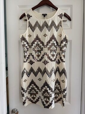 Express Ivory Sequin Geo Mini Dress